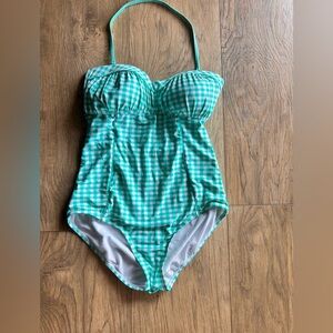 Lauren James Mint Green Gingham One-Piece Swimsuit